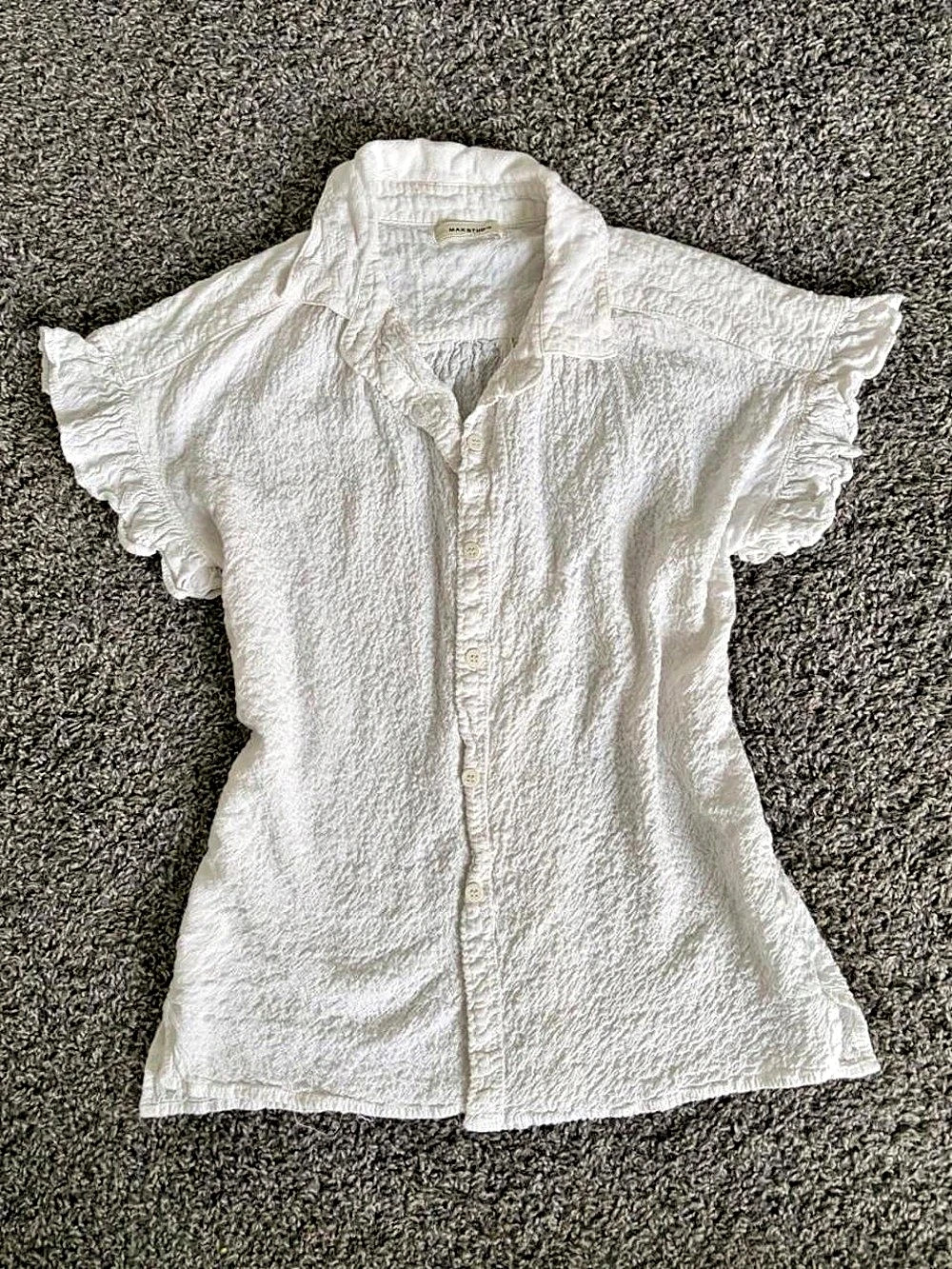 Max Studio White Short Sleeve Button Down